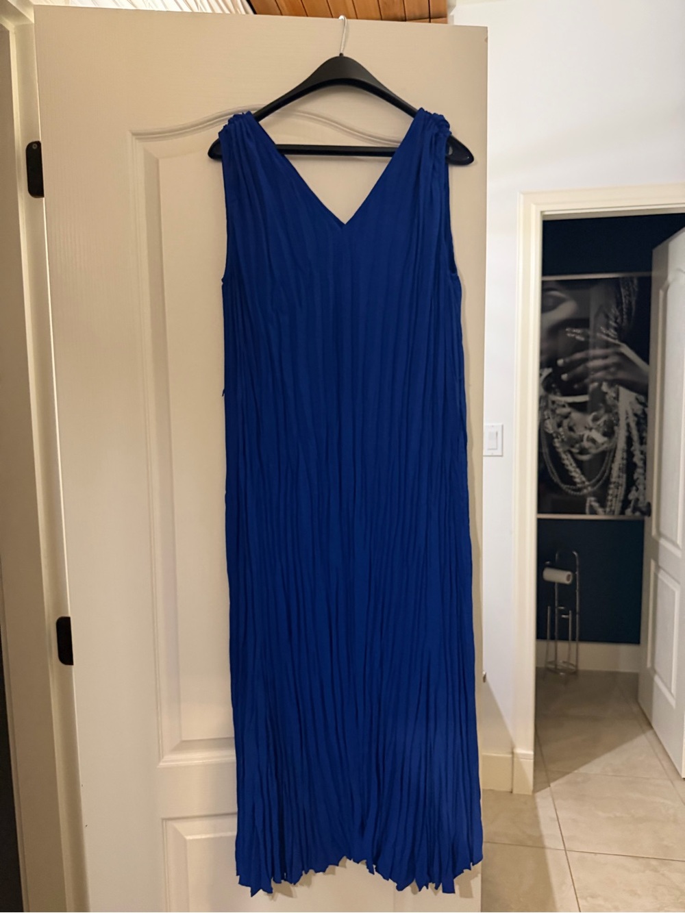 RW&CO. Royal Blue Sleeveless Pleated Maxi Dress